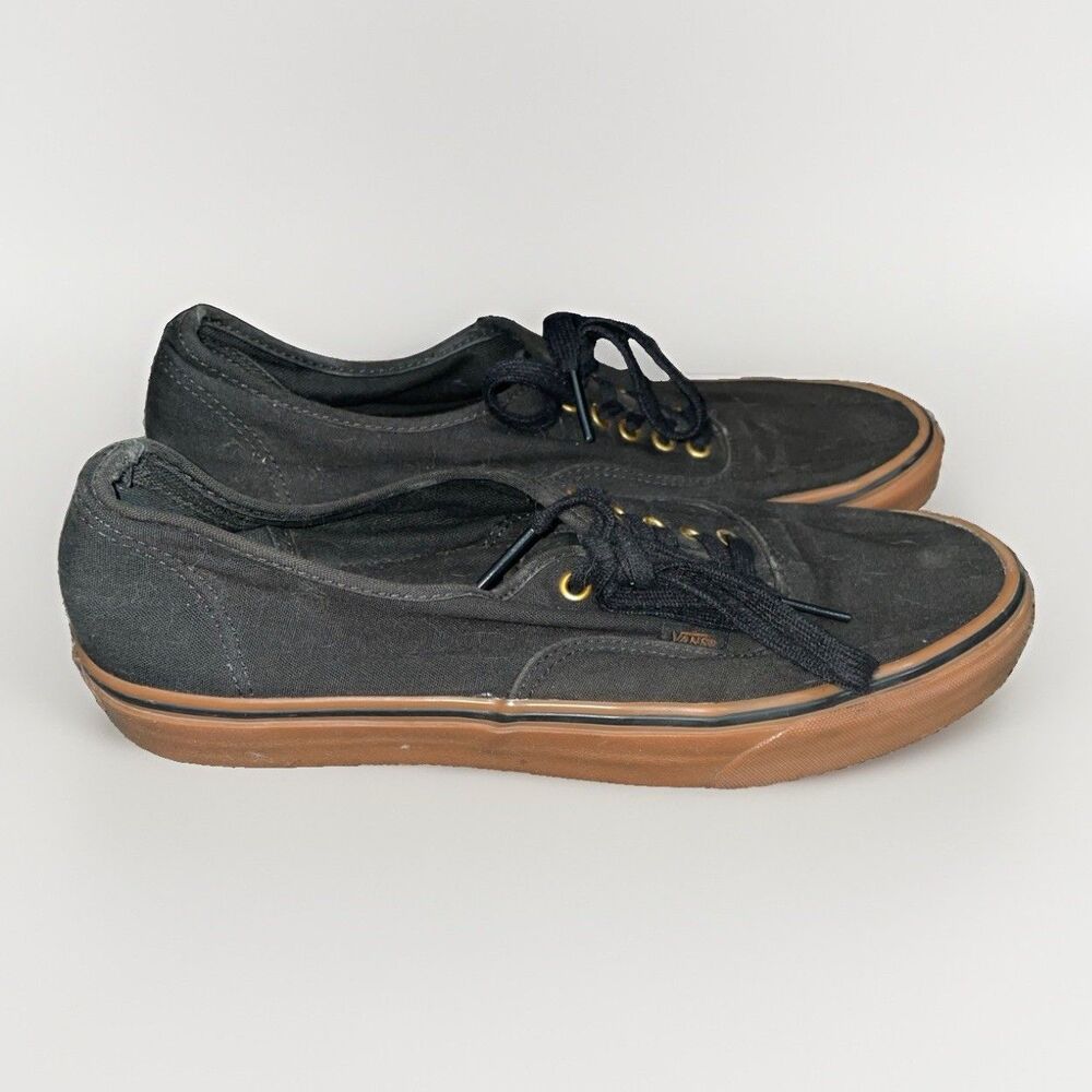 Vans Authentic Black Gum Sole Mens 12 Canvas Low Top Skate Shoes